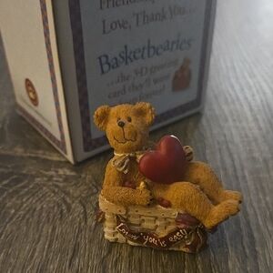 Boyds Bears Tan Bear with Red Heart Figurine